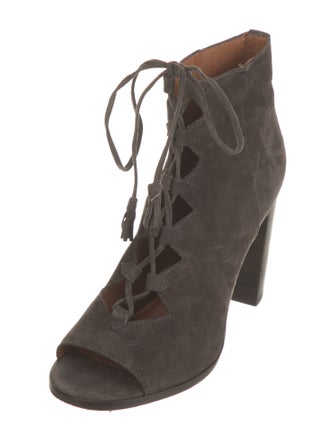 Frye Suede Tassel Accents Lace-Up Boots