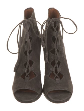 Frye Suede Tassel Accents Lace-Up Boots