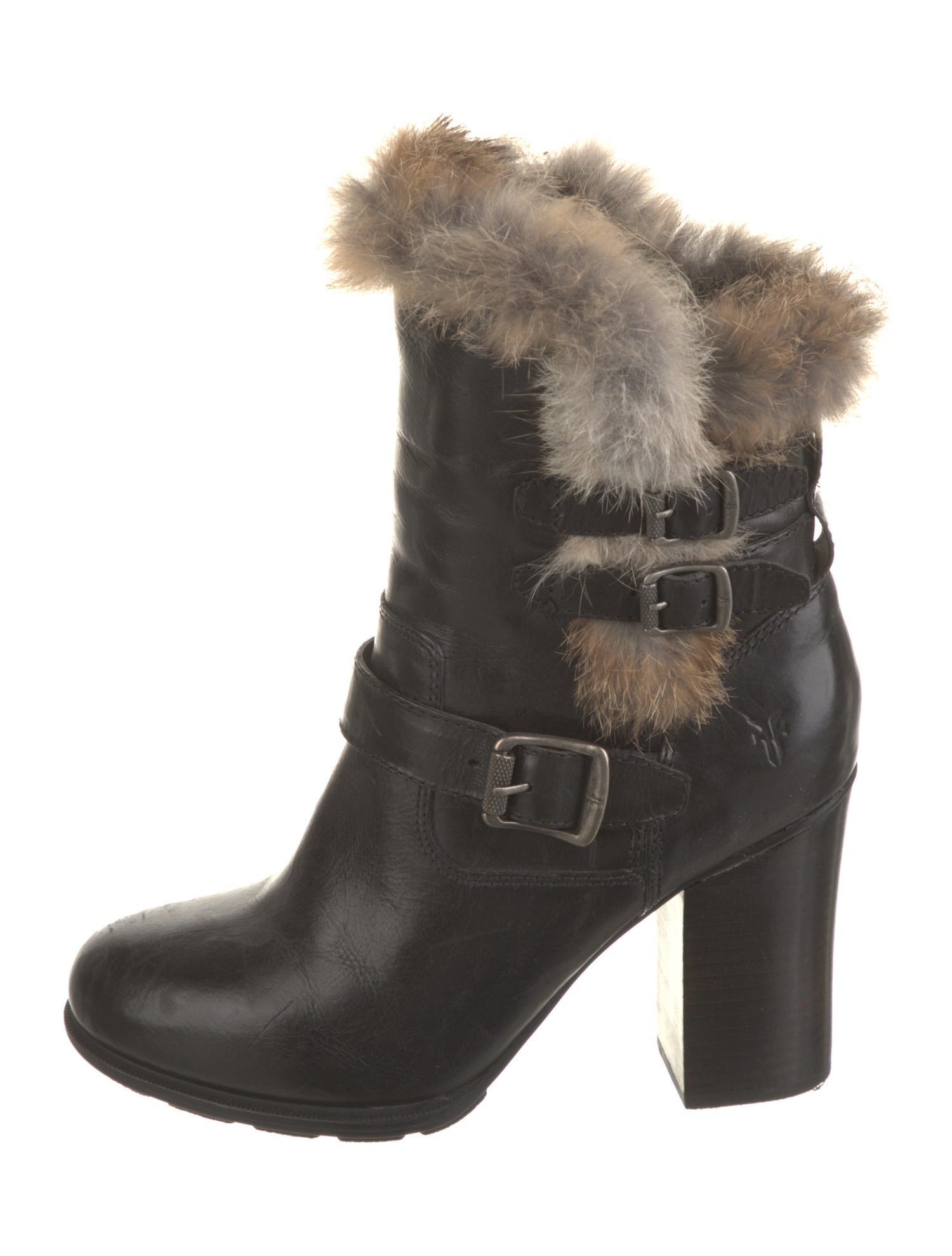 Frye Leather Fur Trim Boots