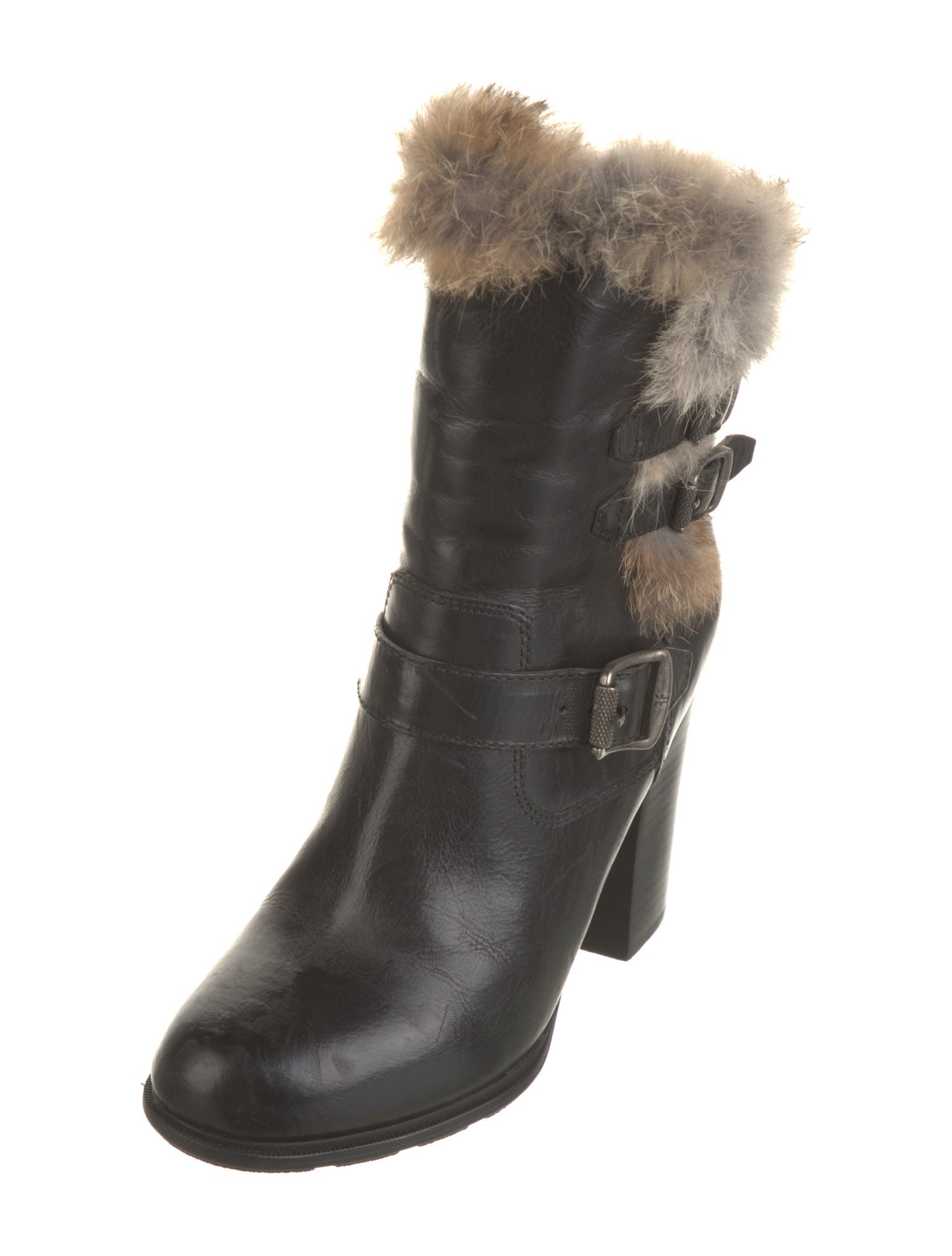 Frye Leather Fur Trim Boots