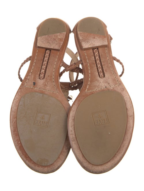 Frye Leather Braided Accents T-Strap Sandals