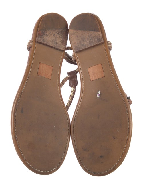 Frye Leather Braided Accents T-Strap Sandals