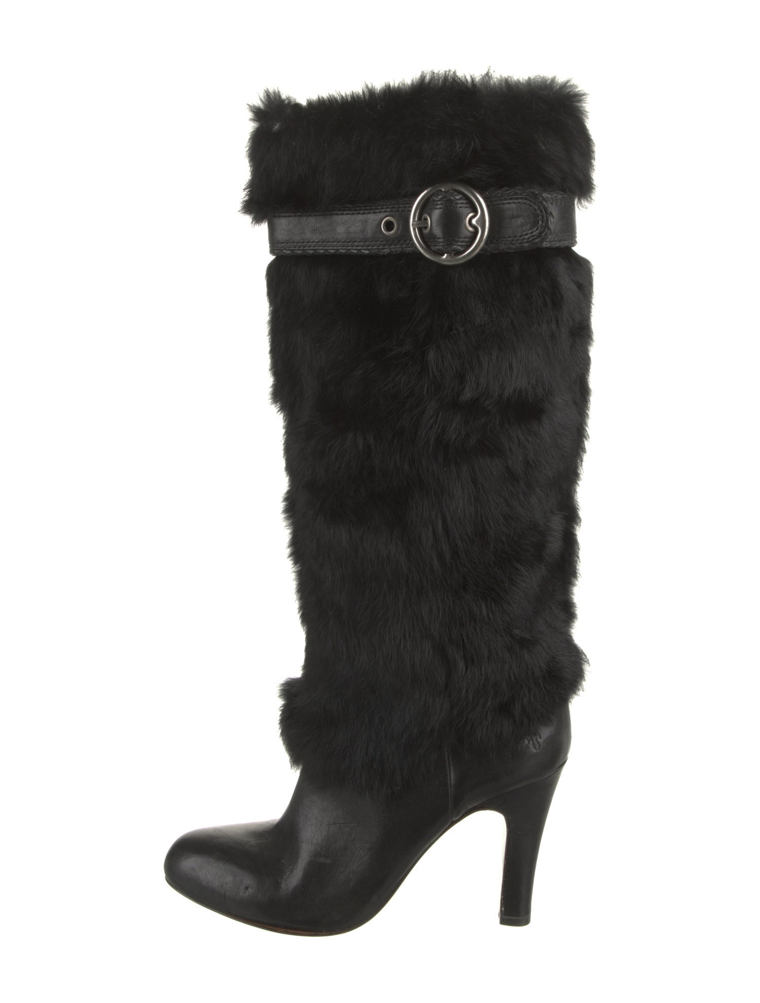 Frye Fur Leather Trim Embellishment Boots