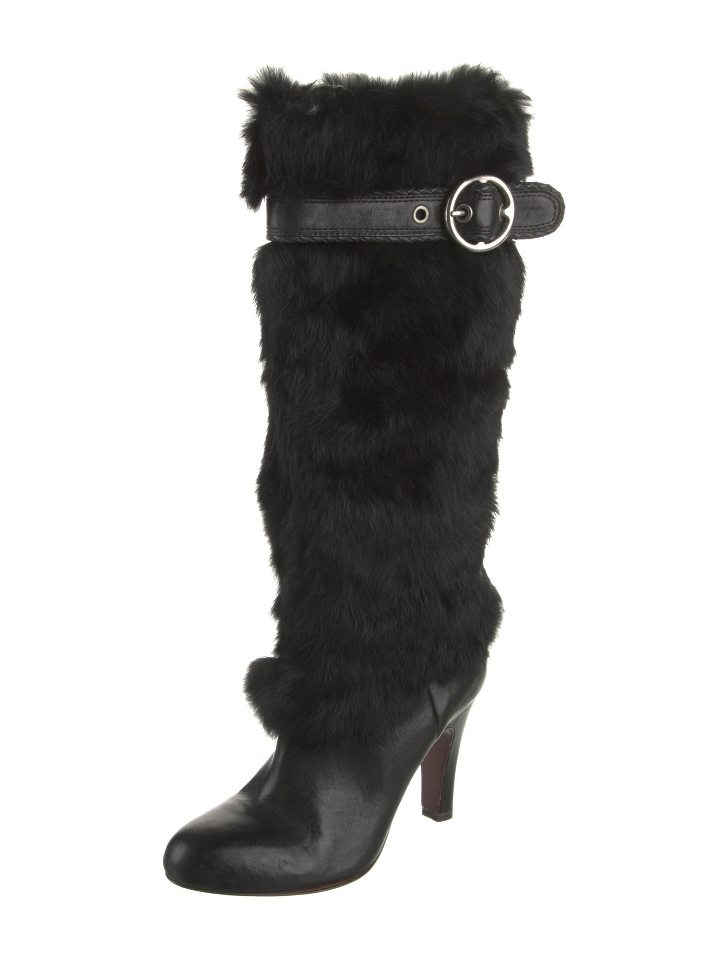 Frye Fur Leather Trim Embellishment Boots