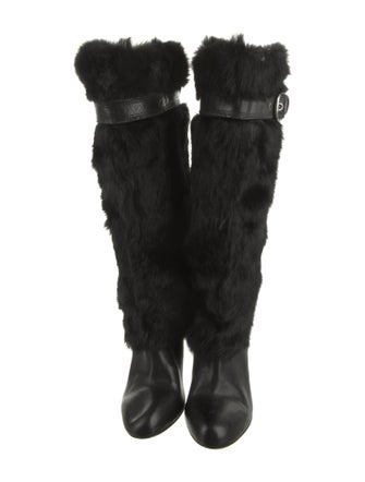 Frye Fur Leather Trim Embellishment Boots