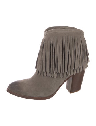 Frye Suede Fringe Trim Accent Western Boots
