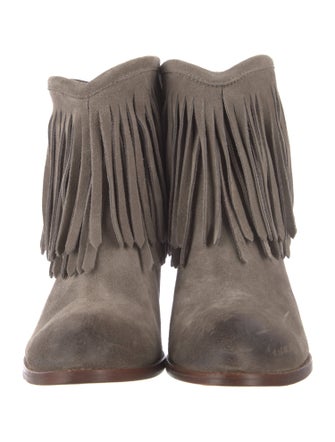 Frye Suede Fringe Trim Accent Western Boots