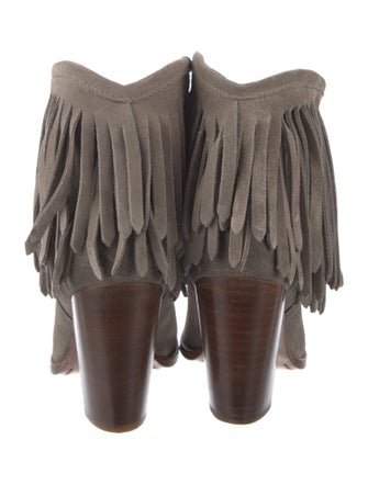 Frye Suede Fringe Trim Accent Western Boots