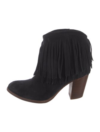 Frye Suede Fringe Trim Accent Western Boots