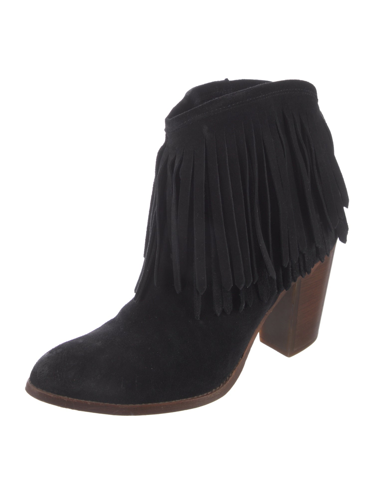 Frye Suede Fringe Trim Accent Western Boots