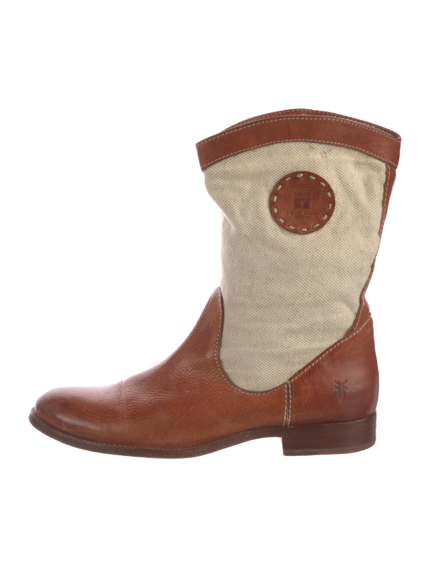 Frye Leather Colorblock Pattern Moto Boots