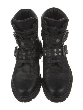 Frye Leather Studded Accents Combat Boots
