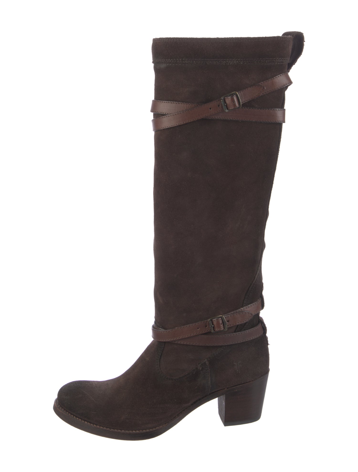 Frye Suede Leather Trim Embellishment Riding Boots