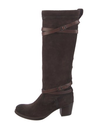 Frye Suede Leather Trim Embellishment Riding Boots
