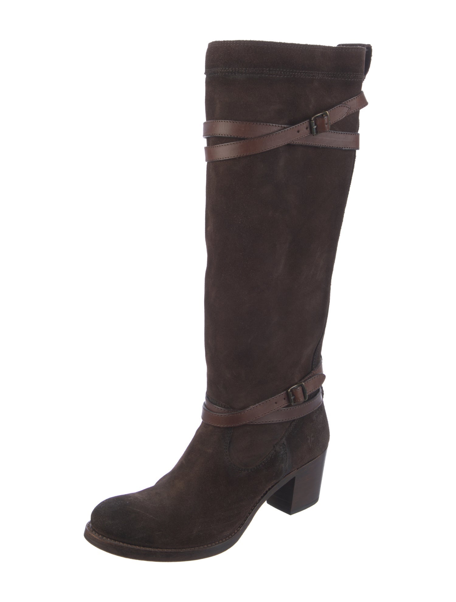 Frye Suede Leather Trim Embellishment Riding Boots