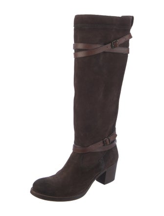 Frye Suede Leather Trim Embellishment Riding Boots