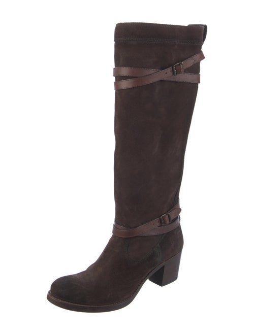 Frye Suede Leather Trim Embellishment Riding Boots