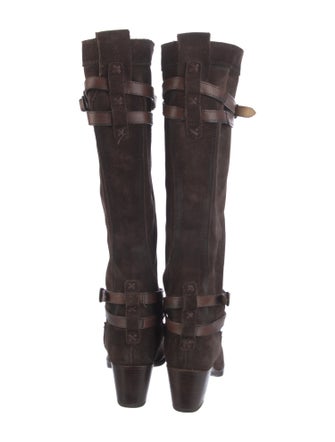 Frye Suede Leather Trim Embellishment Riding Boots