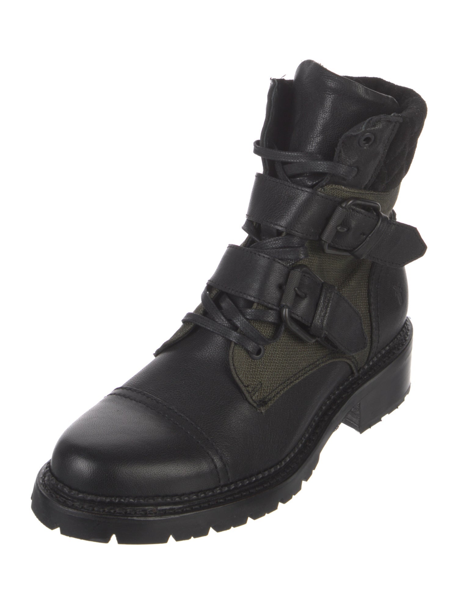 Frye Leather Colorblock Pattern Combat Boots