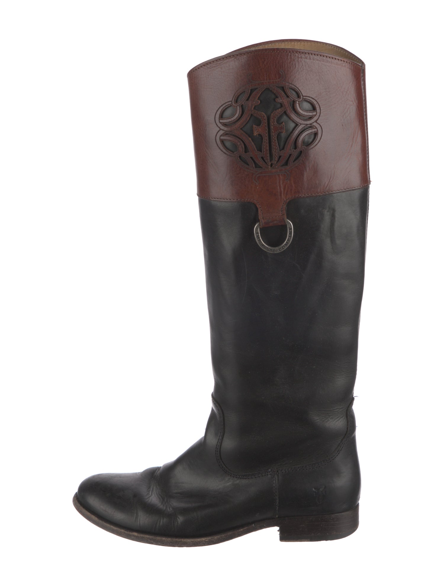 Frye Leather Colorblock Pattern Riding Boots
