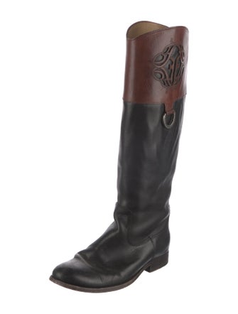 Frye Leather Colorblock Pattern Riding Boots