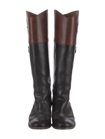 Frye Leather Colorblock Pattern Riding Boots