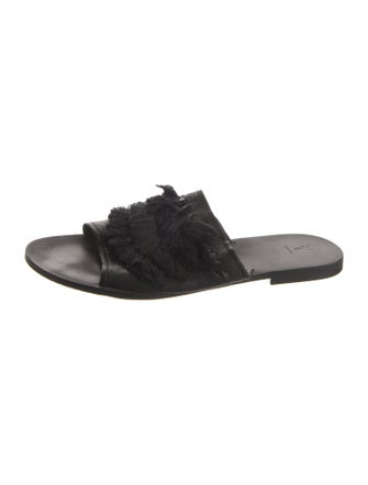 Frye Leather Fringe Trim Accent Slides