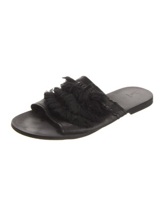Frye Leather Fringe Trim Accent Slides