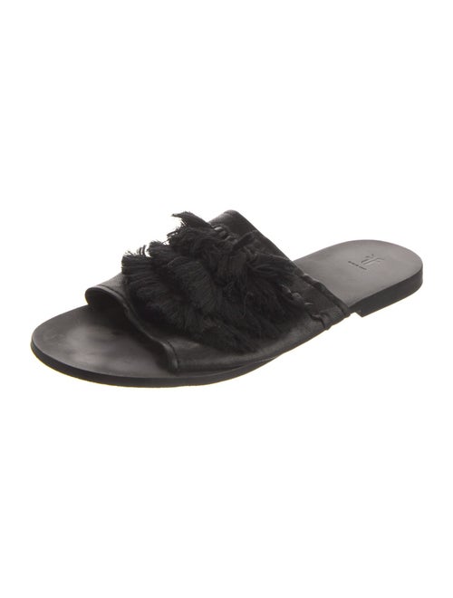 Frye Leather Fringe Trim Accent Slides