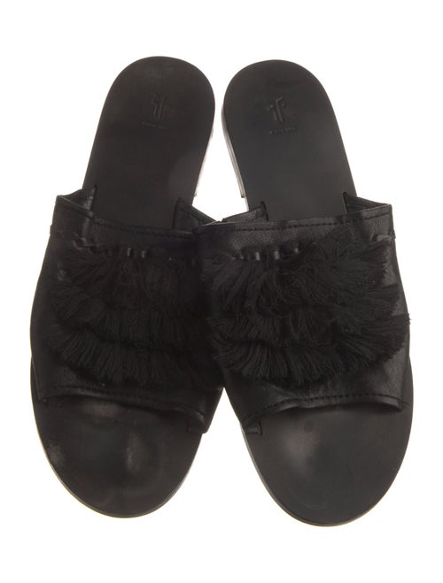 Frye Leather Fringe Trim Accent Slides