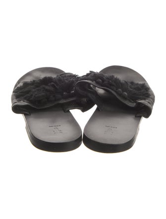 Frye Leather Fringe Trim Accent Slides