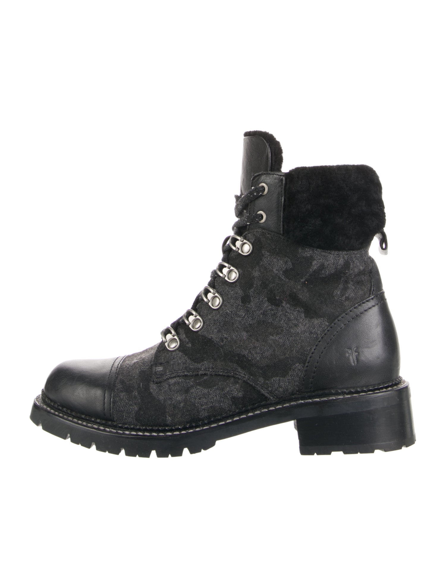 Frye Faux Fur Trim Combat Boots