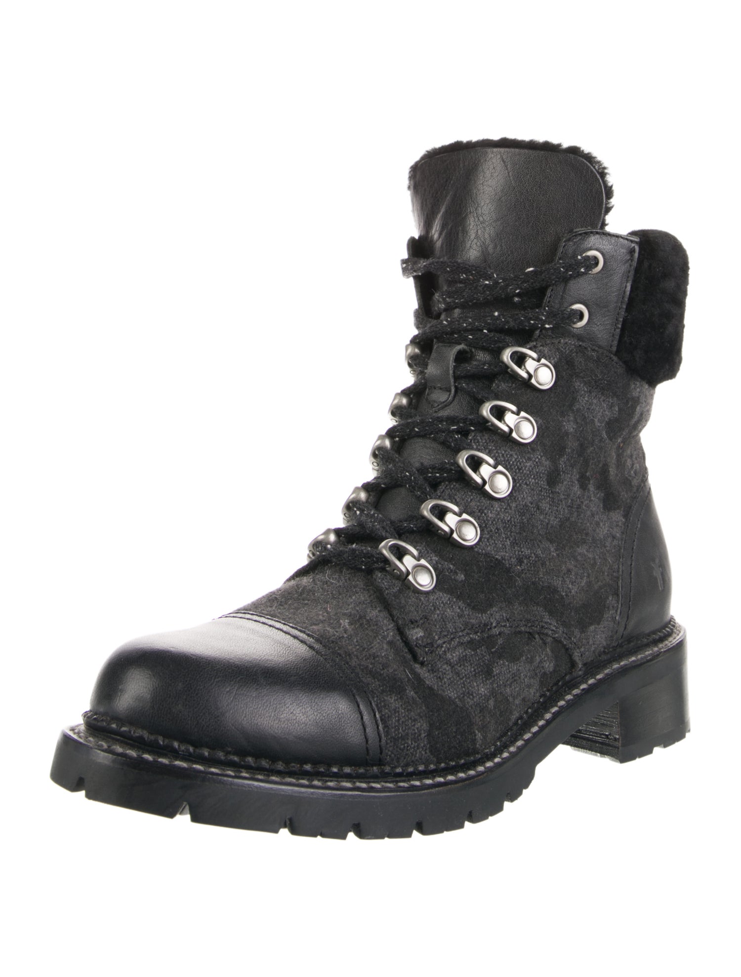 Frye Faux Fur Trim Combat Boots