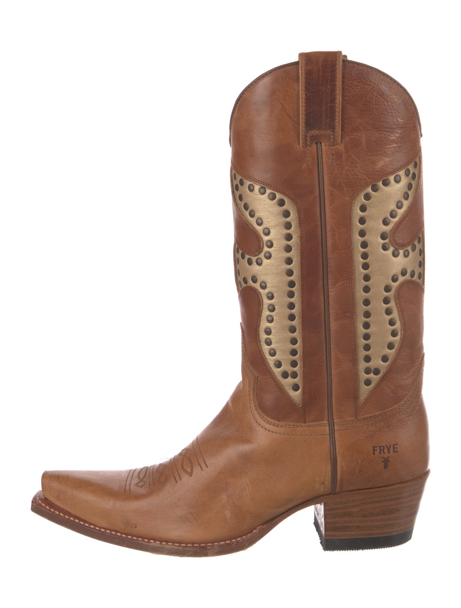 Frye Leather Colorblock Pattern Western Boots