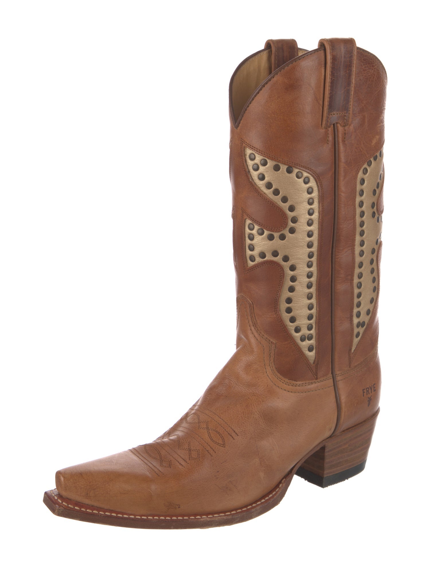 Frye Leather Colorblock Pattern Western Boots