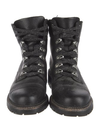 Frye Quilted Pattern Leather Combat Boots