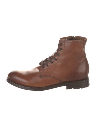 Frye Leather Colorblock Pattern Combat Boots