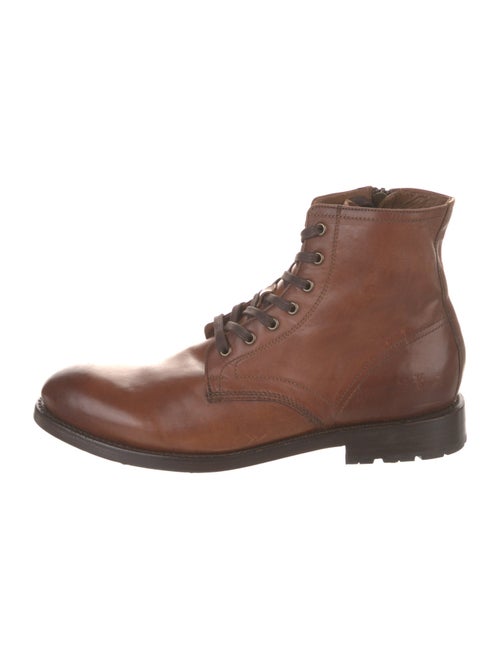 Frye Leather Colorblock Pattern Combat Boots