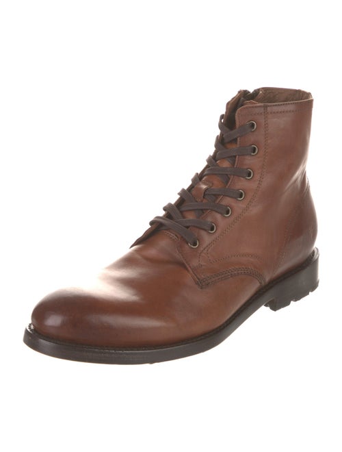 Frye Leather Colorblock Pattern Combat Boots