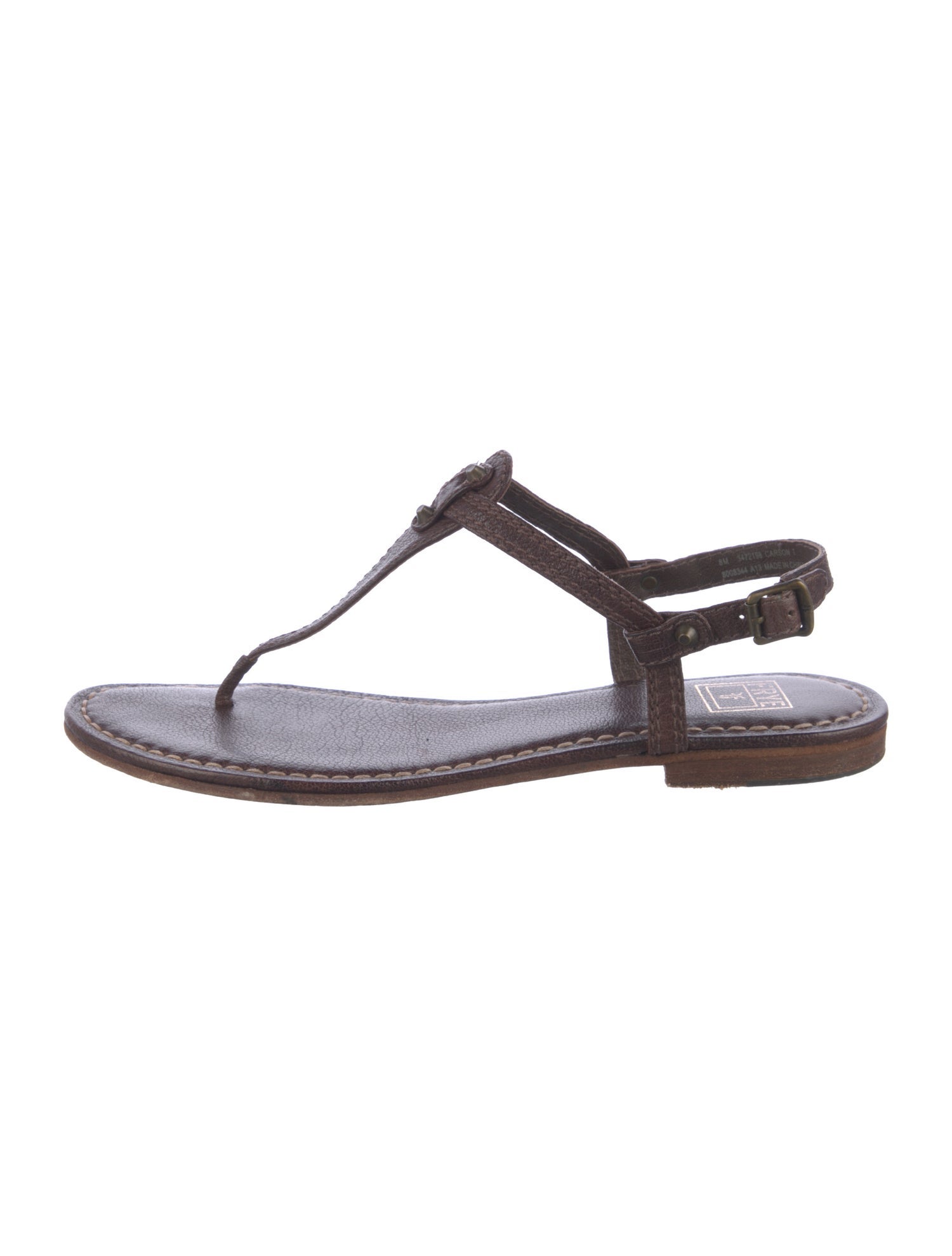 Frye Leather Studded Accents T-Strap Sandals