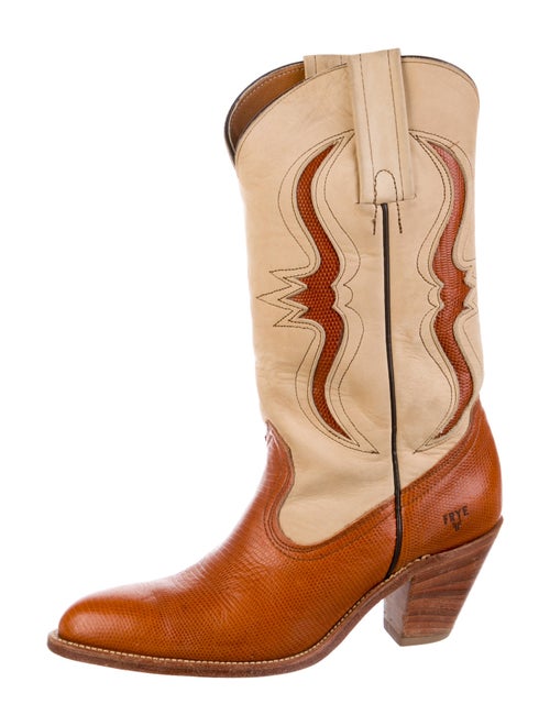 Frye Leather Colorblock Pattern Western Boots