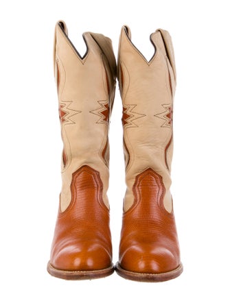 Frye Leather Colorblock Pattern Western Boots