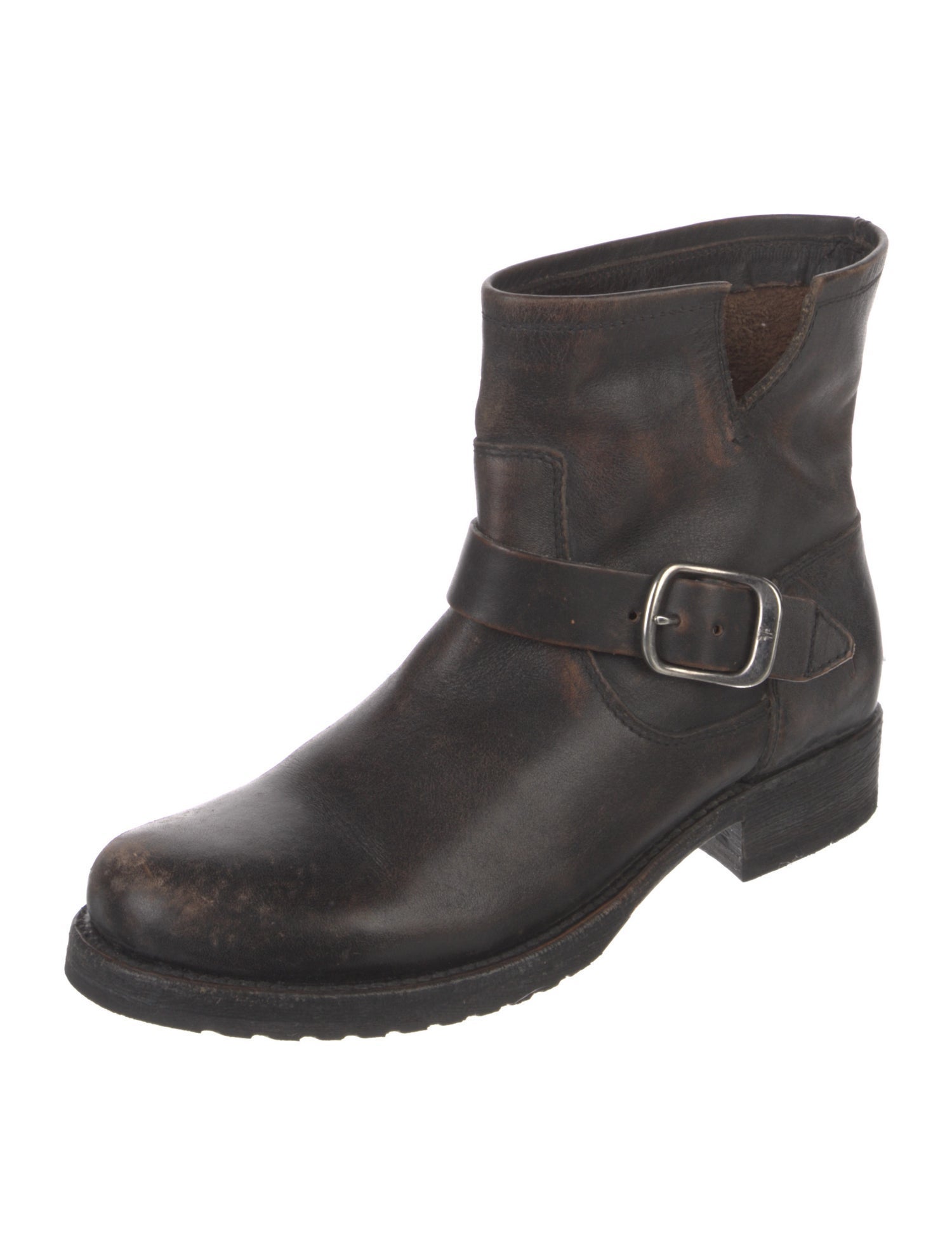 Frye Leather Distressed Accents Moto Boots