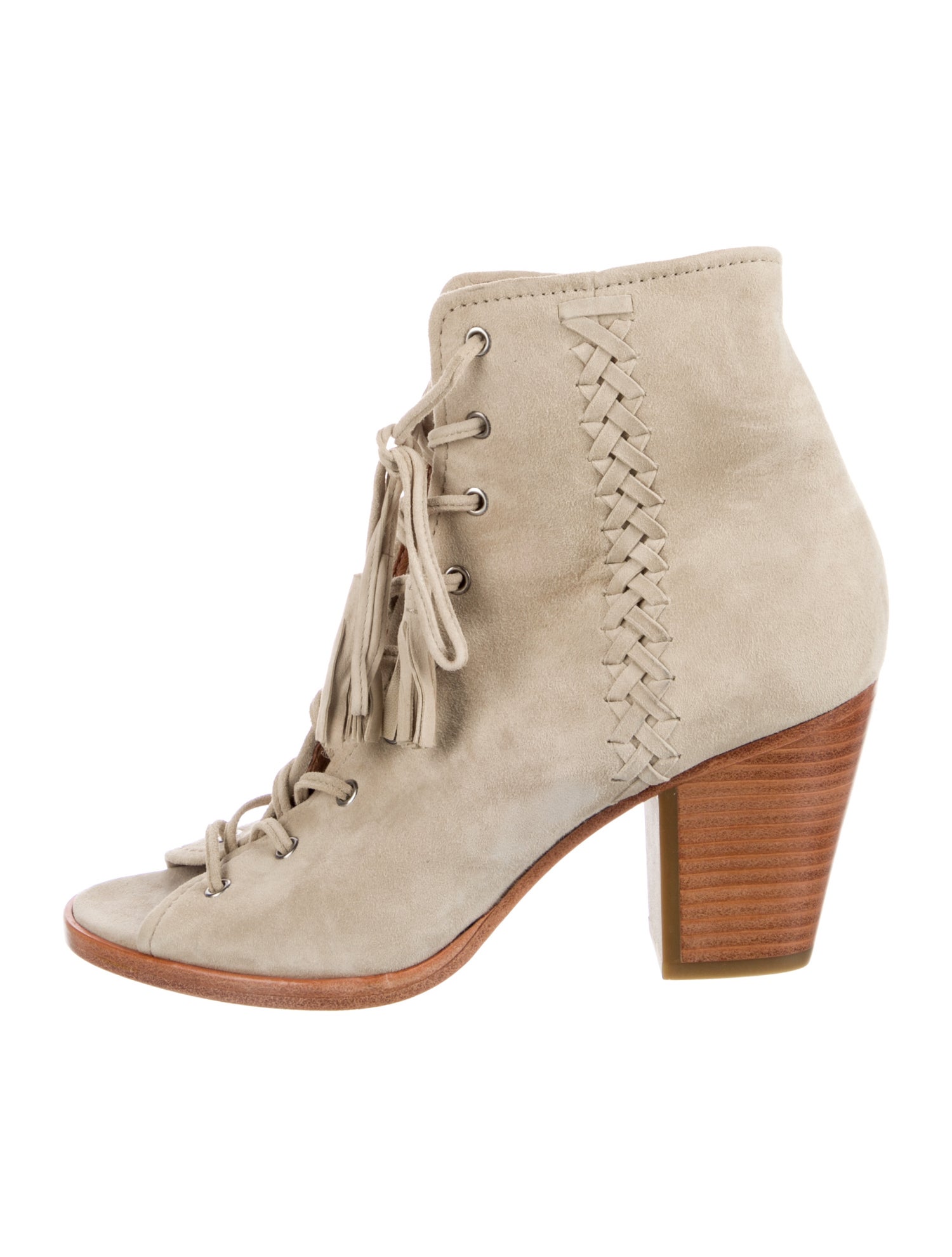 Frye Suede Tassel Accents Lace-Up Boots