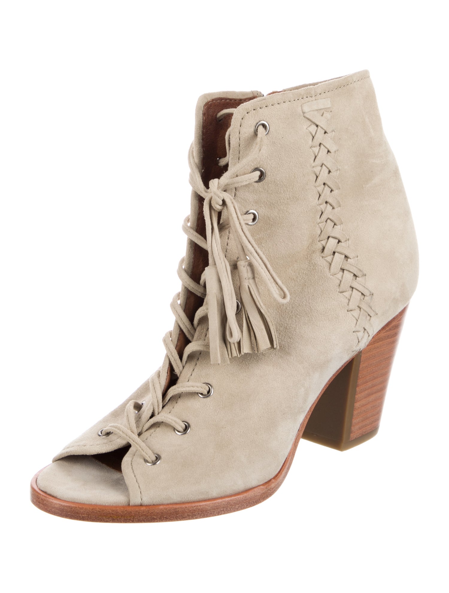 Frye Suede Tassel Accents Lace-Up Boots