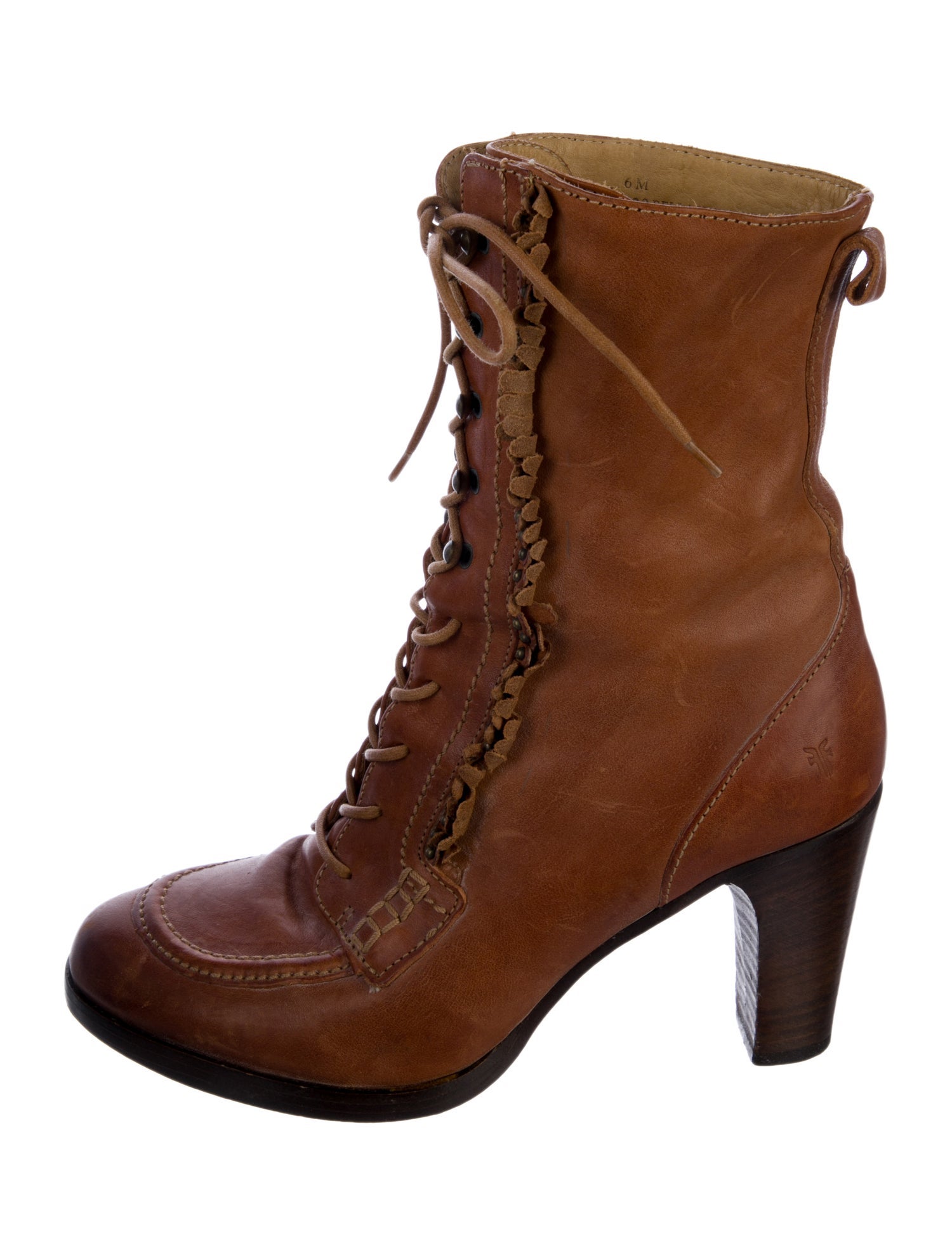 Frye Leather Studded Accents Lace-Up Boots