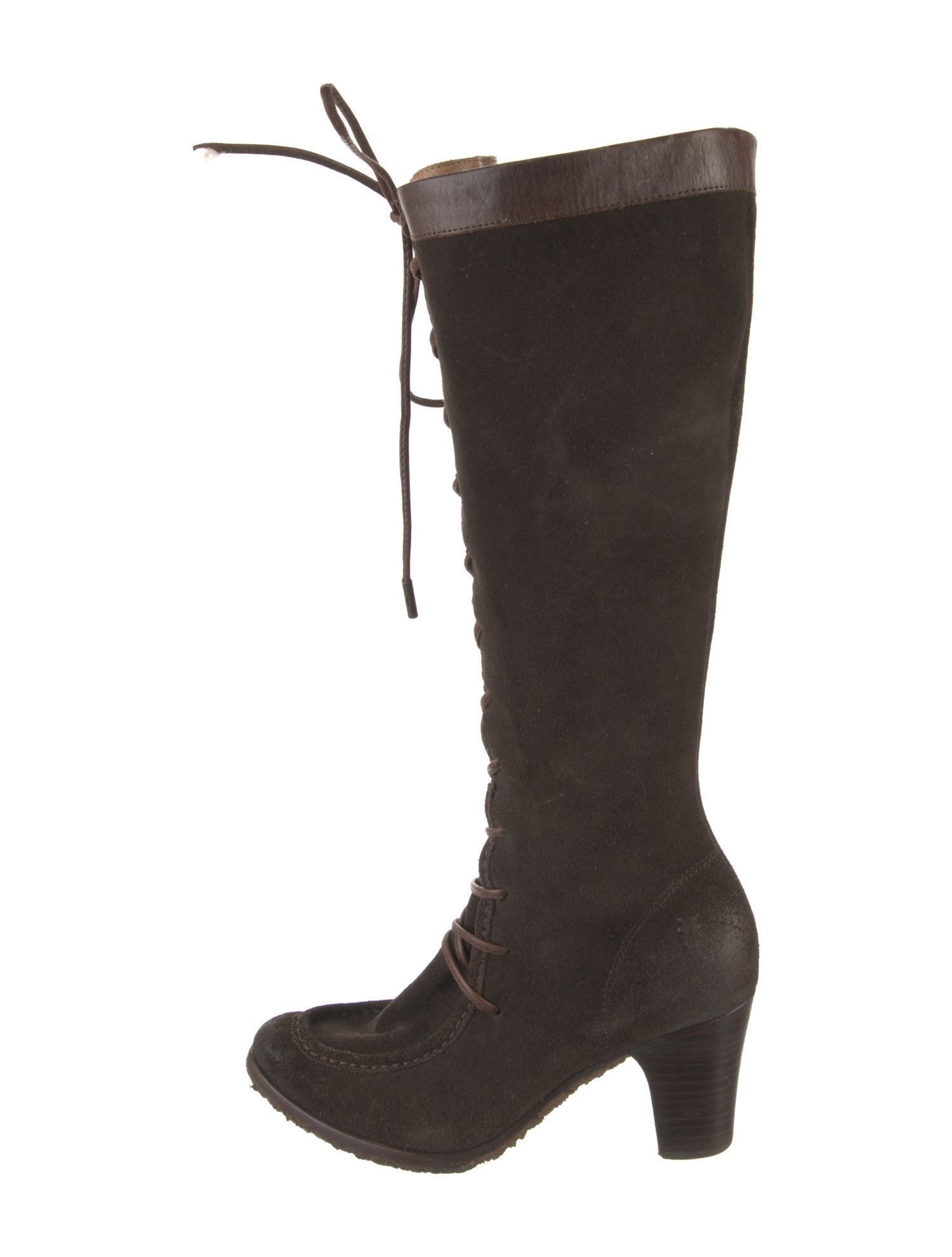 Frye Suede Tassel Accents Lace-Up Boots