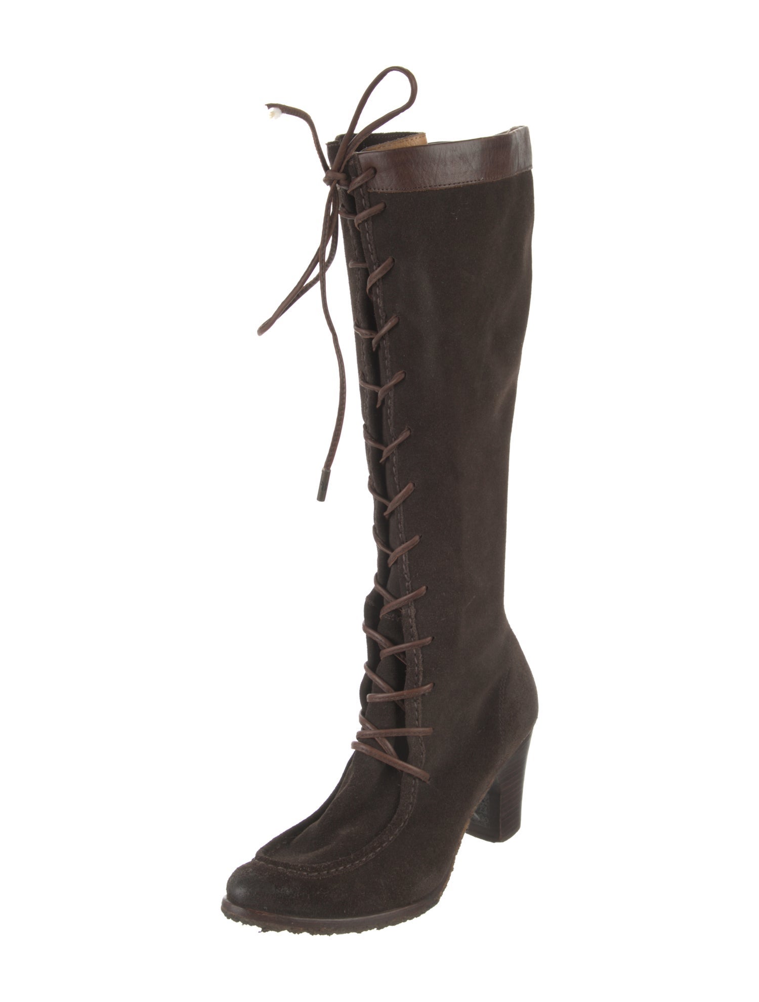 Frye Suede Tassel Accents Lace-Up Boots