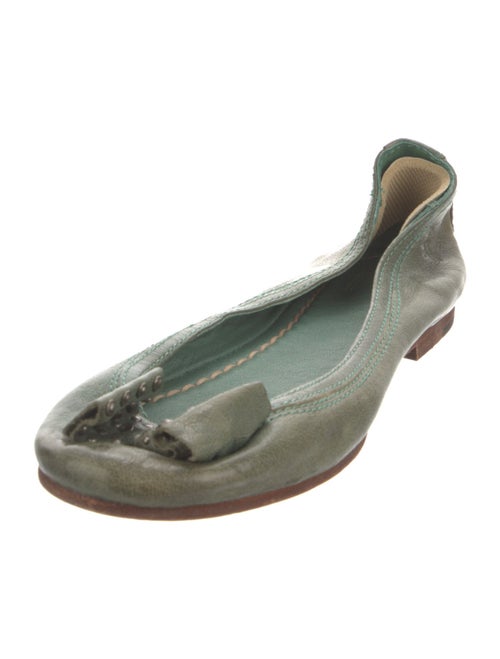 Frye Embossed Leather Bow Accents Ballet Flats
