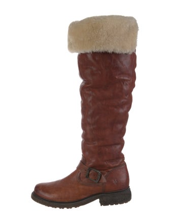 Frye Leather Colorblock Pattern Riding Boots